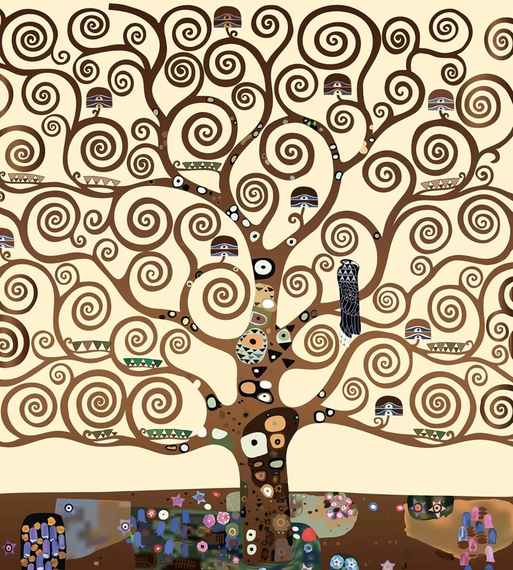 Фотообои на стену - картины, живопись, дерево, климпт, графика, квадратные