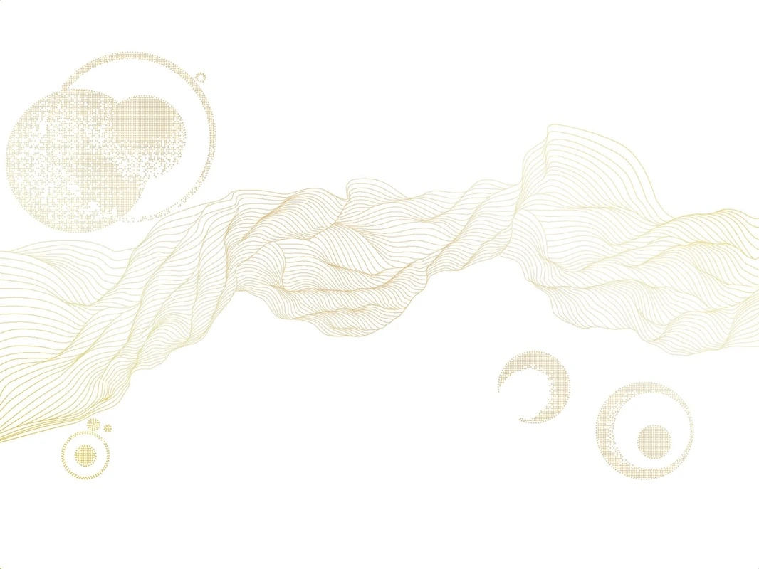 Фотообои на стену - графика, золотые обои для стен, линии, золотые линии, вуаль, шары