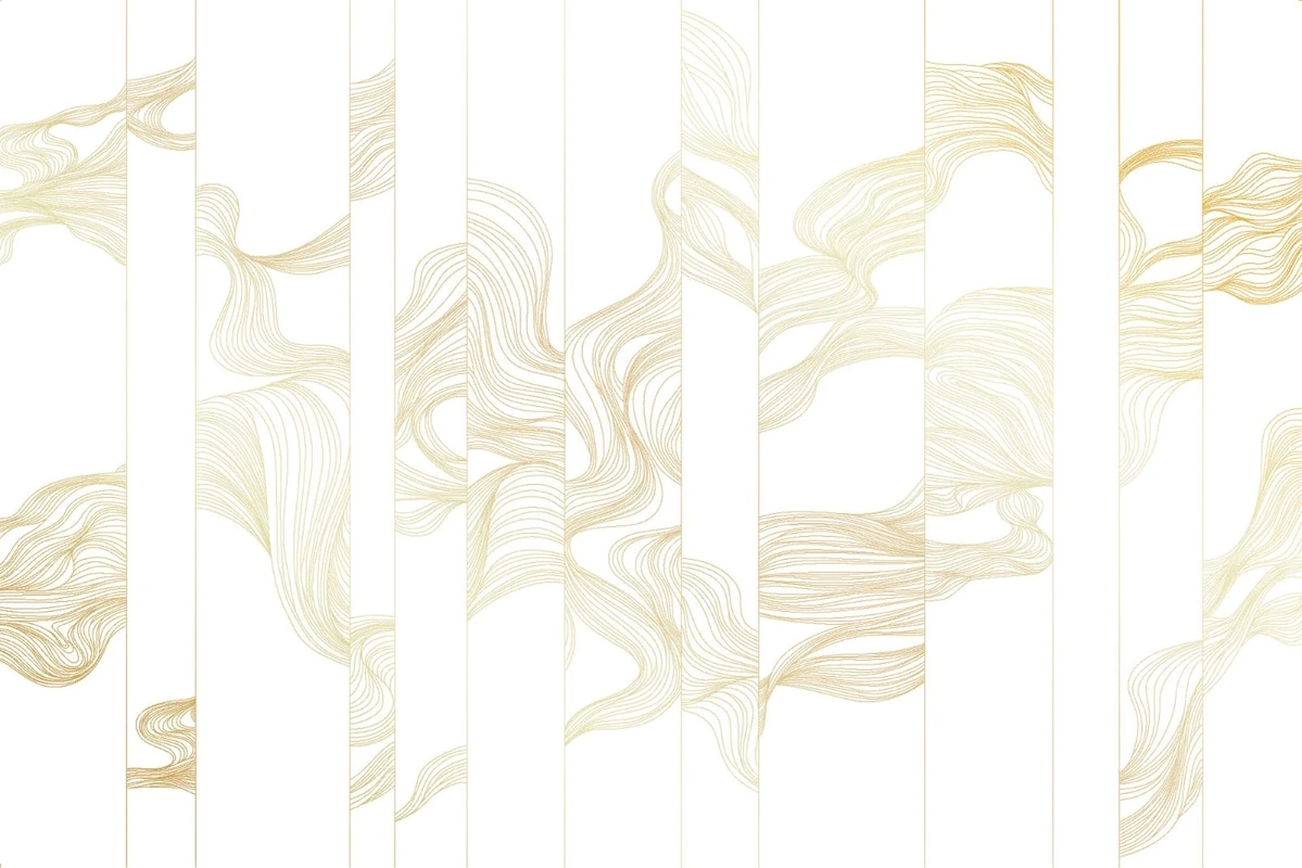 Фотообои на стену - графика, куплю золотые обои, линии, золотые линии, золотые флюиды, волны