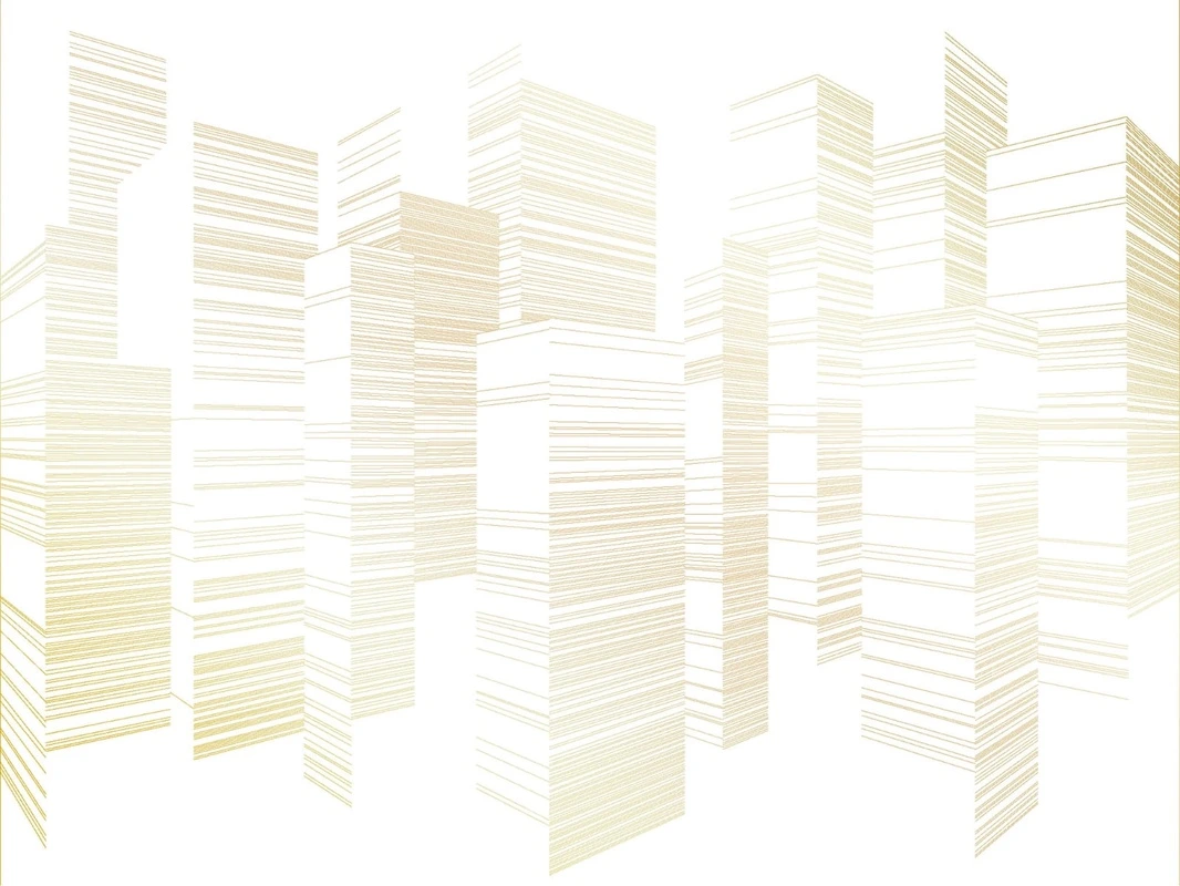 Фотообои на стену - графика, обои для стен с золотом, линии, золотые линии, сити, город