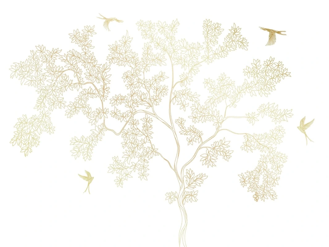 Фотообои на стену - графика, линии, золотые линии, золотые, с золотом, золотое дерево, дерево