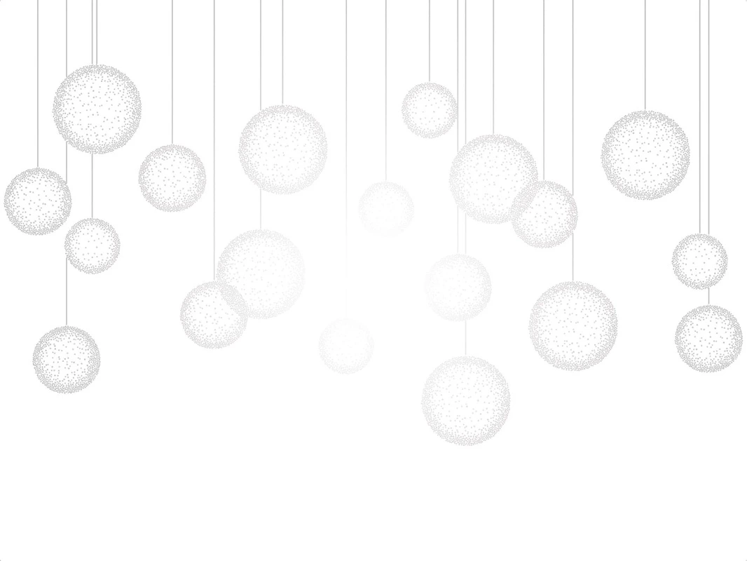 Фотообои на стену - графика, серые, линии, шары, нити, вертикальные линии