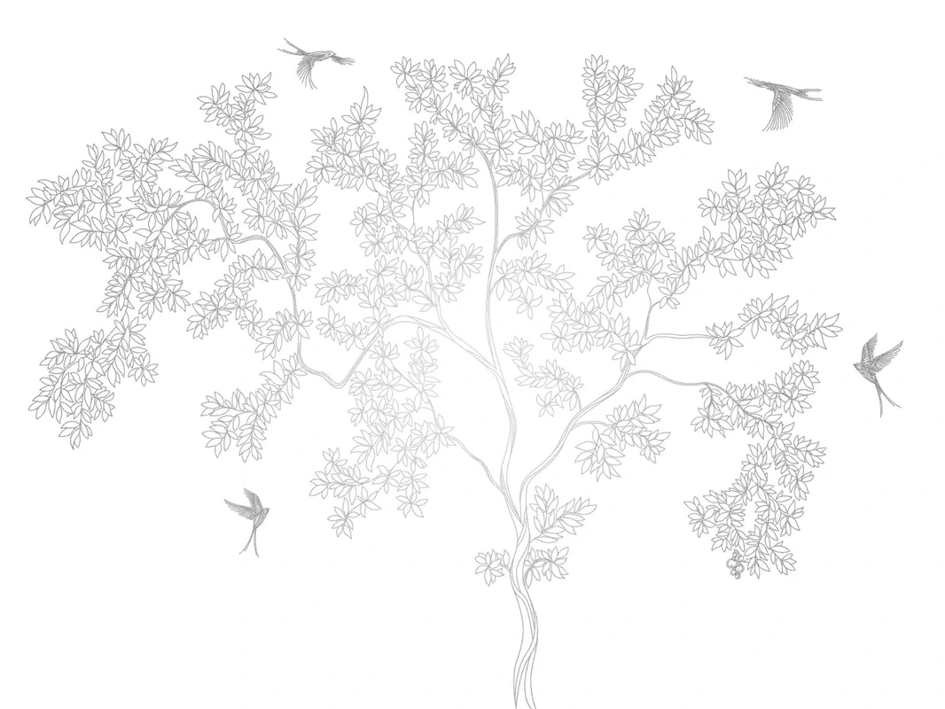 Фотообои на стену - графика, серые, линии, дерево