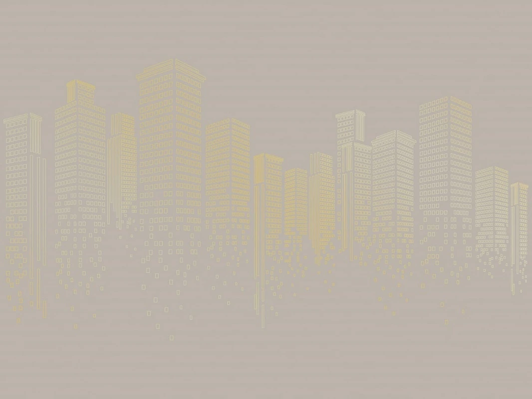 Фотообои на стену - графика, линии, золотые линии, обои с золотыми линиями, город, мегаполис, серые, бежевые