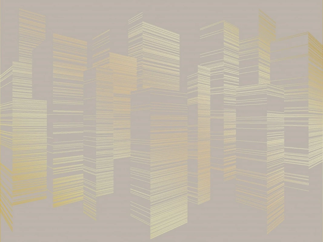 Фотообои на стену - графика, золотые линии, обои с золотым рисунком, обои с золотыми линиями, город, сити, бежевые, серые