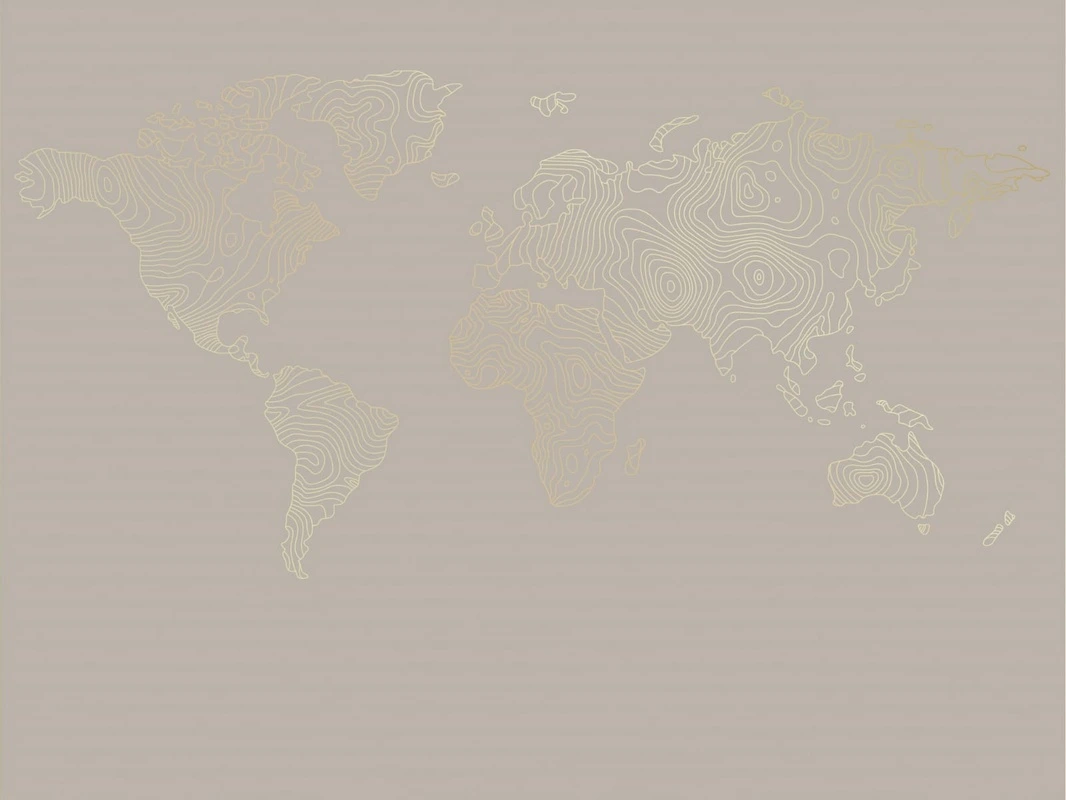Фотообои на стену - графика, золотые линии, обои с золотыми линиями, обои с золотым рисунком, карта мира, бежевые, серые