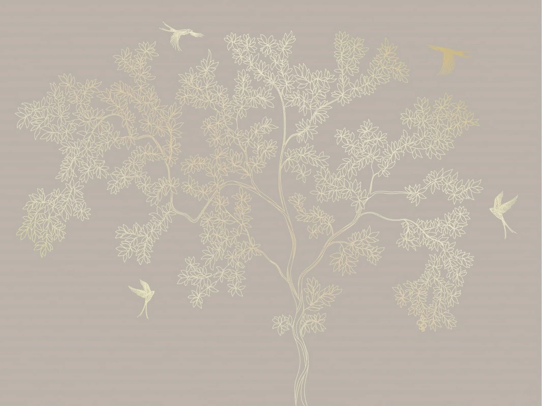 Фотообои на стену - графика, золотые линии, обои с золотыми линиями, обои с золотым рисунком, дерево, бежевые, серые