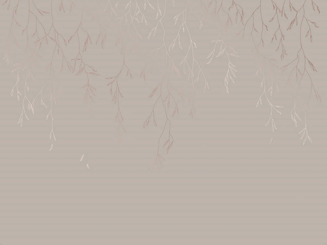 Фотообои на стену - графика, линии, медные обои, медный цвет обоев, ветки, листья