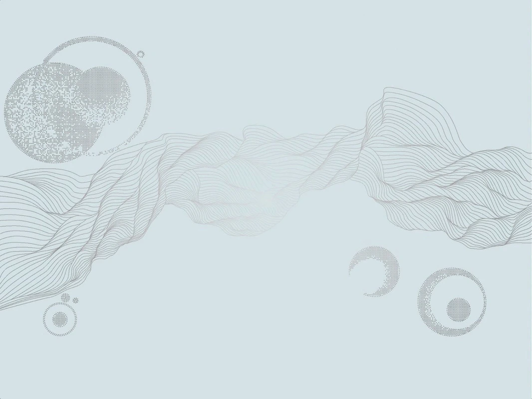Фотообои на стену - графика, линии, с серебром, голубая, вуаль, шары