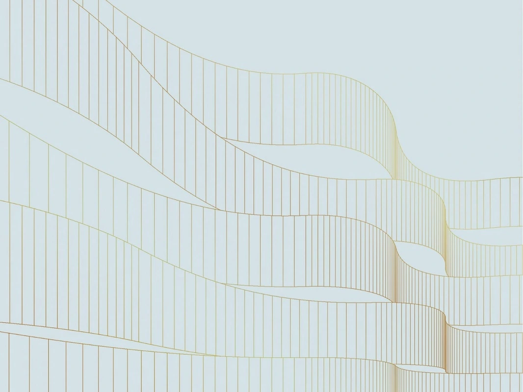 Фотообои на стену - графика, золотые линии, с золотым рисунком, голубая, ленты