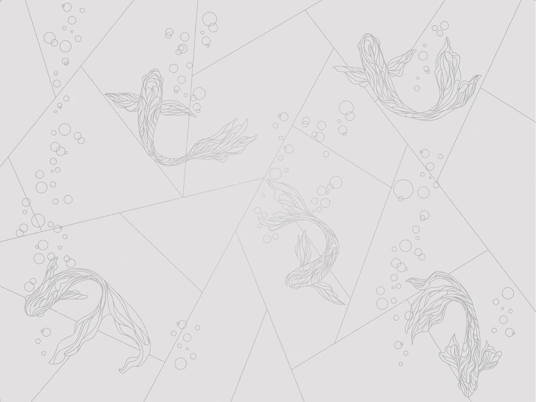 Фотообои на стену - графика, линии, светлая, серая, с серебром, обои светлые с серебром, рыбы