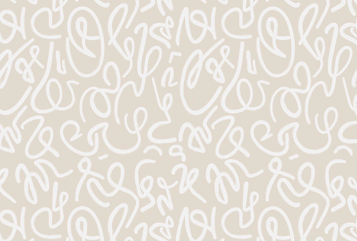 Фотообои на стену - белые линии, абстракция, современный, каллиграфия, бежевые