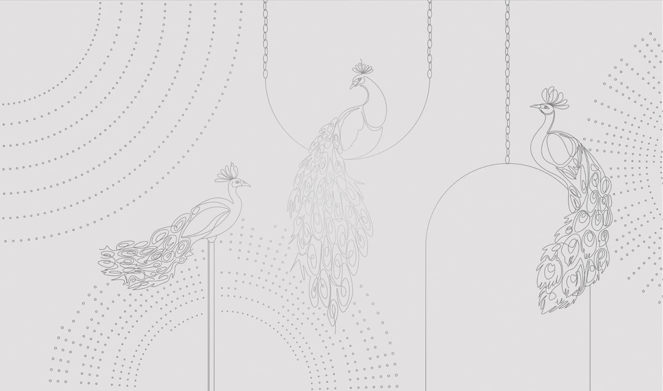 Фотообои на стену - графика, линии, светлая, серая, с серебром, обои светлые с серебром, павлин