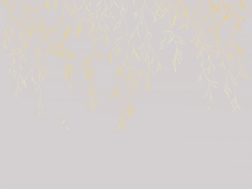 Фотообои на стену - графика, линии, золотые линии, светлая, обои с золотыми линиями, с золотым рисунком, ветки, листья