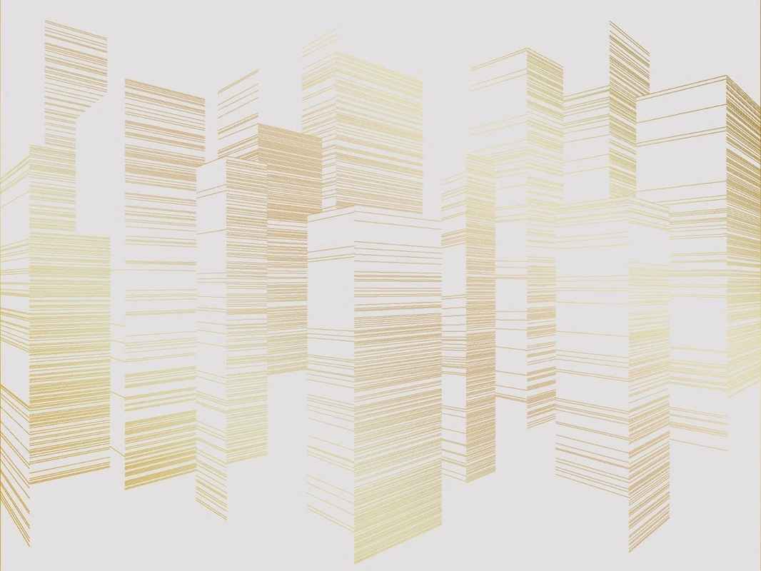 Фотообои на стену - графика, золотые линии, светлая, серая, обои с золотыми линиями, с золотым рисунком, город сити