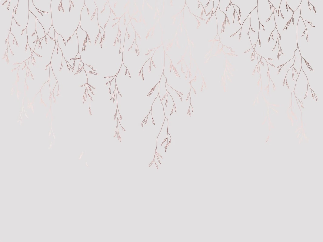 Фотообои на стену - графика, медные обои, ветки, листья