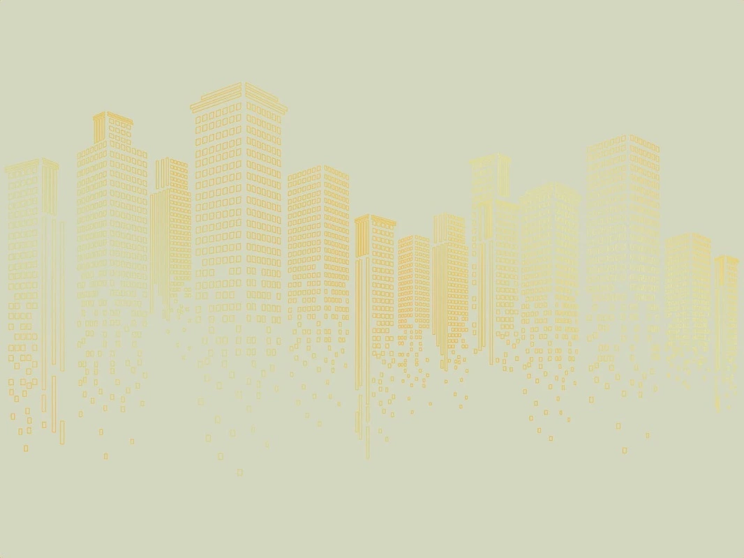 Фотообои на стену - графика, золотые линии, обои с золотыми линиями, обои с золотым рисунком, зеленая, город, мегаполис