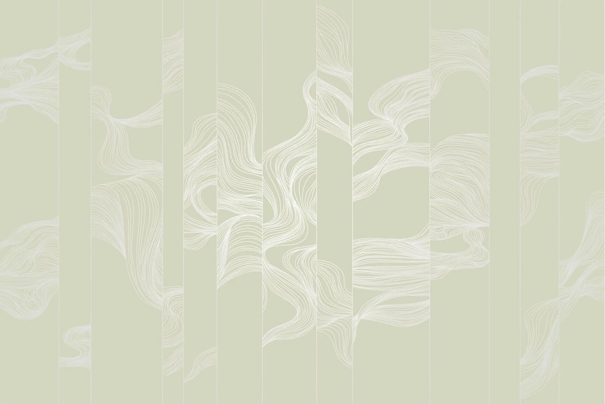 Фотообои на стену - графика, с серебром, линии, обои с серебром, обои с серебром для стен, обои светлые с серебром, волны, зеленая