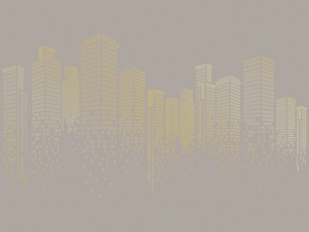 Фотообои на стену - графика, золотые линии, бежевые, коричневые, обои графикой, обои с золотым рисунком, обои для стен с золотом, обои с золотыми линиями, город, мегаполис