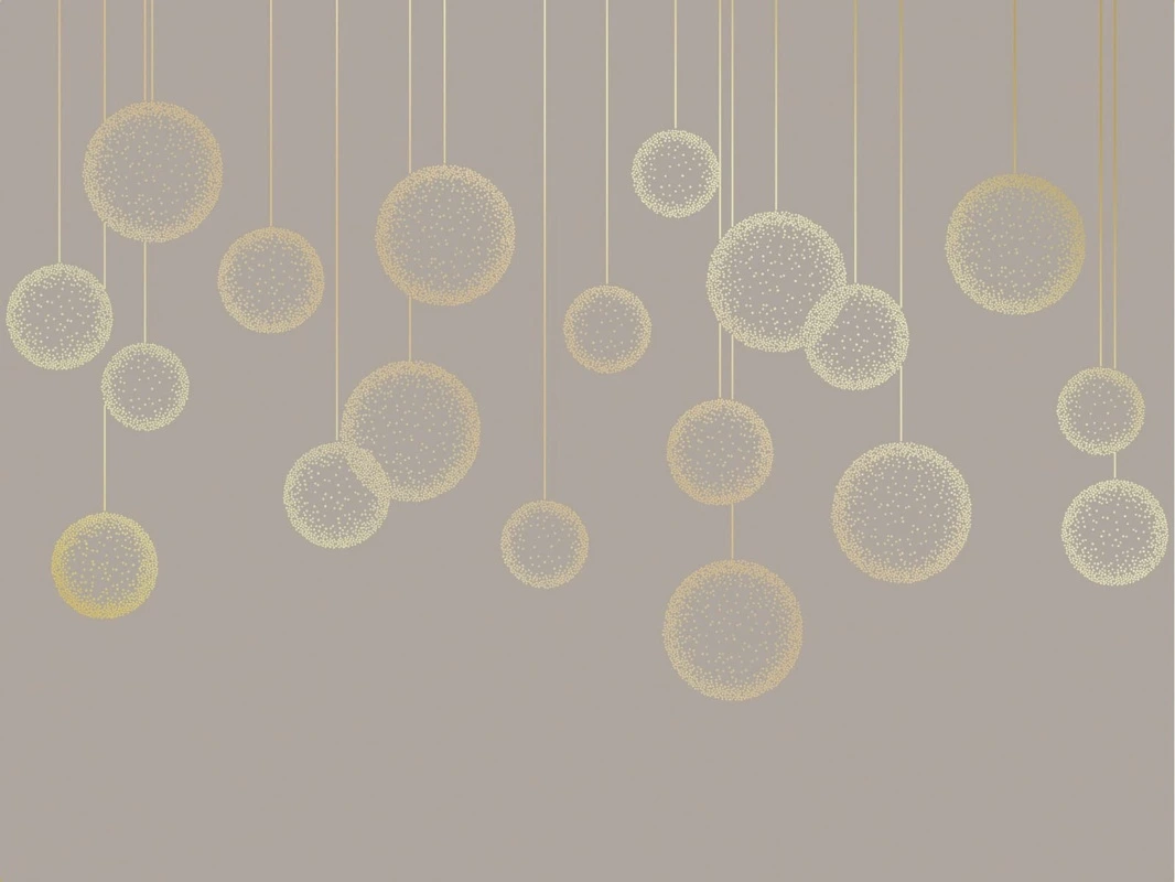 Фотообои на стену - графика, золотые линии, шары, круги, вертикальные линии, бежевые, коричневые