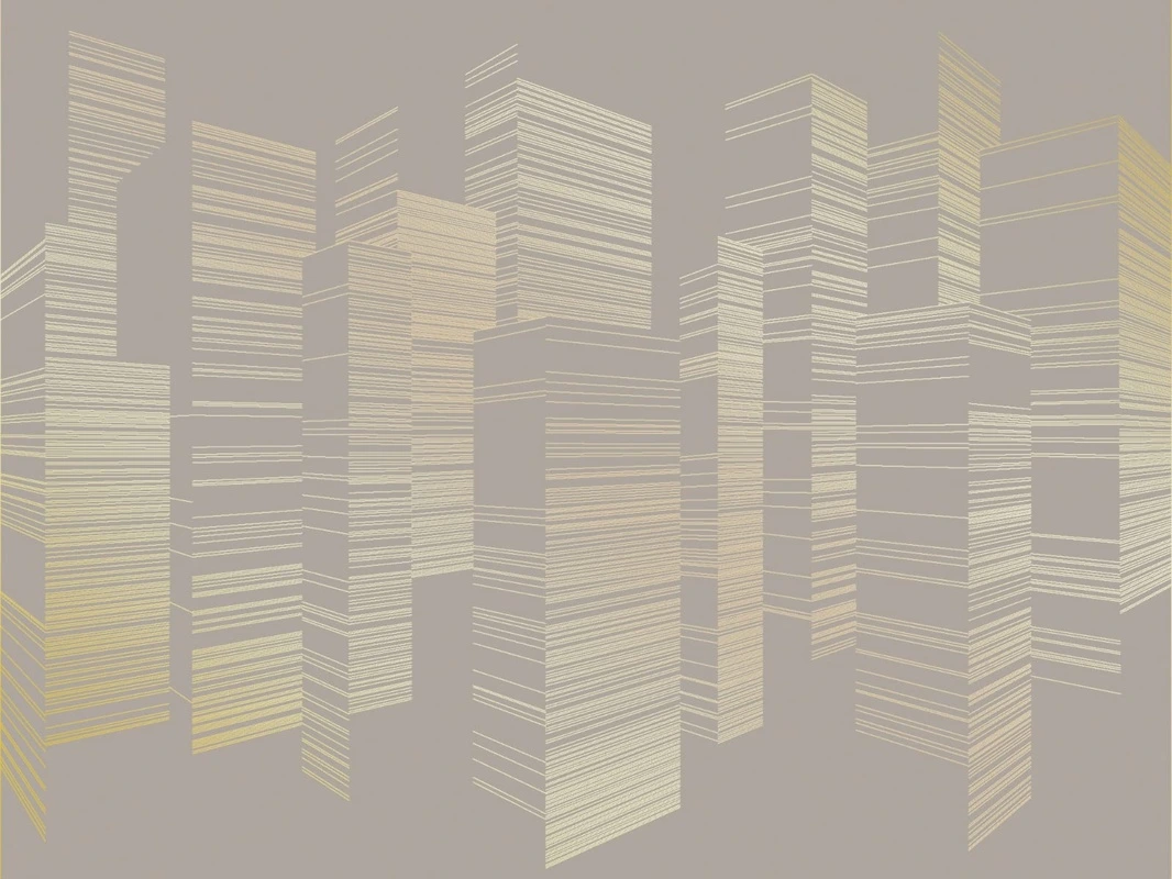 Фотообои на стену - графика, город, сити, бежевые, коричневые, золотые линии, обои графикой