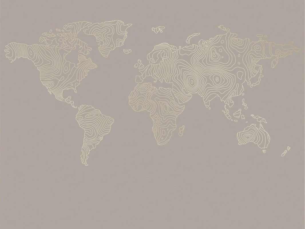Фотообои на стену - графика, карта мира, карта, золотык линии, бежевые, коричневые, обои графикой
