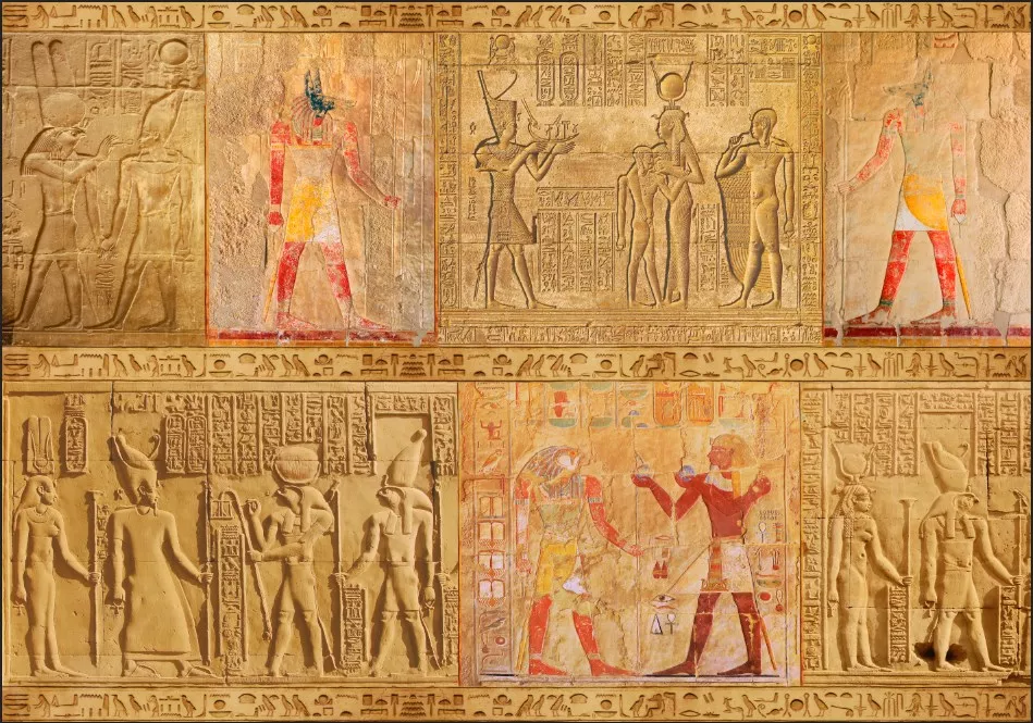 Фотообои и фрески на стену - египет, иероглифы, песочные цвета, египетские письмена, мифология