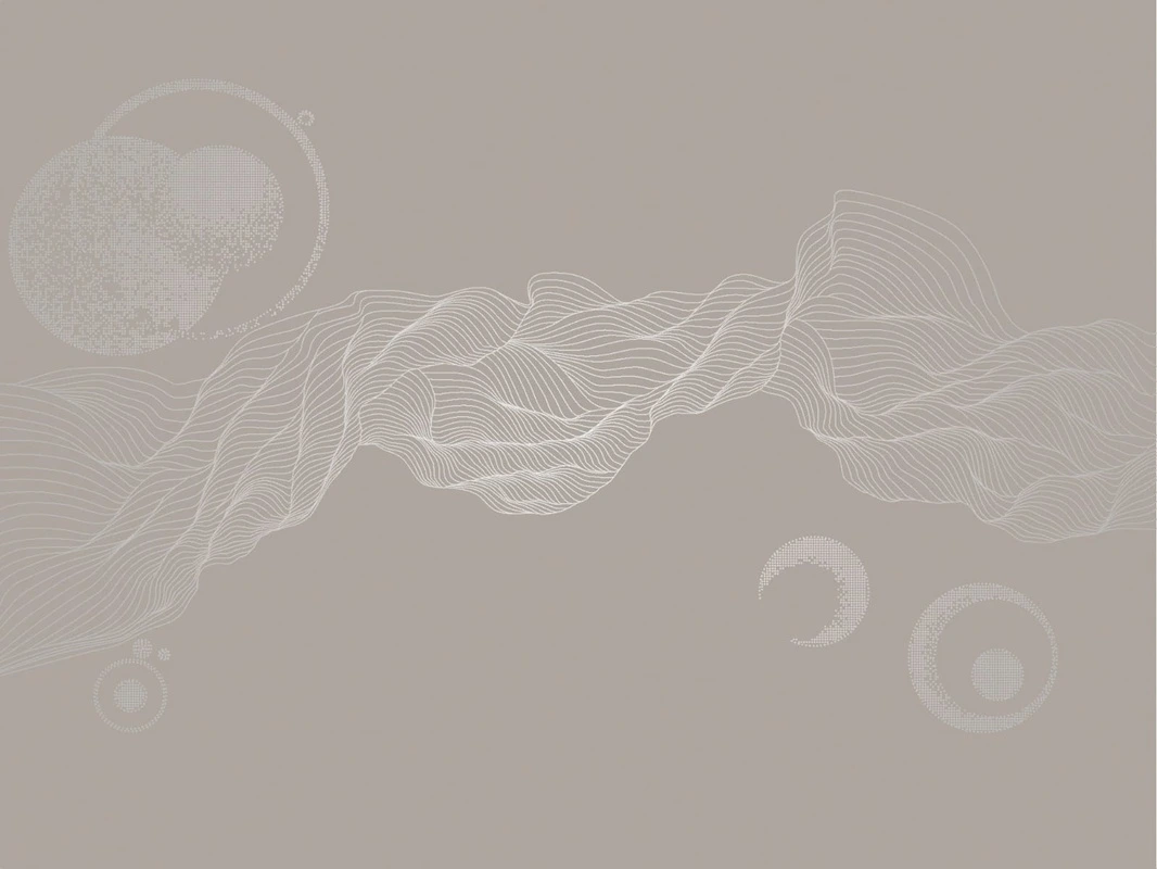 Фотообои на стену - графика, линии, с серебром, вуаль, шары, бежевые, коричневые, обои с серебром, обои с серебром для стен