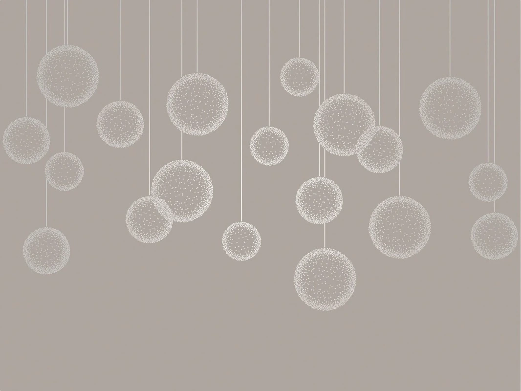 Фотообои на стену - графика, линии, с серебром, шары, вертикальные линии, обои с серебром, обои с серебром для стен, вертикальные, бежевые, коричневые