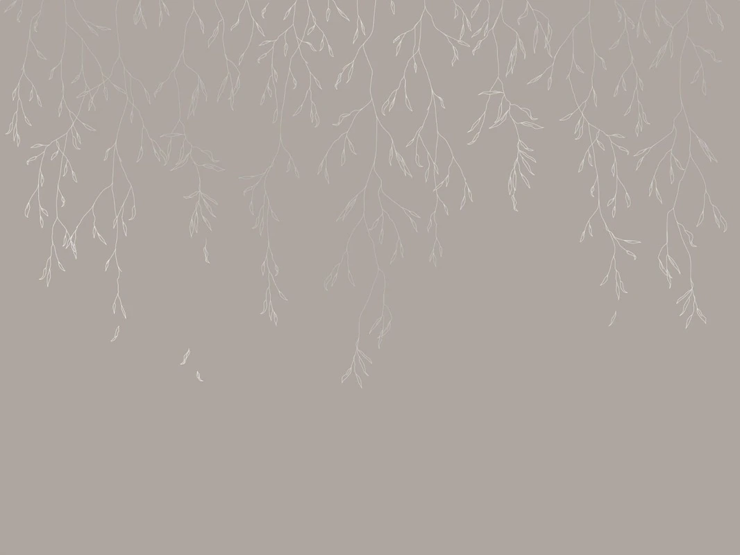 Фотообои на стену - графика, линии, с серебром, обои с серебром, обои с серебром для стен, бежевые, коричневые, ветки, листья