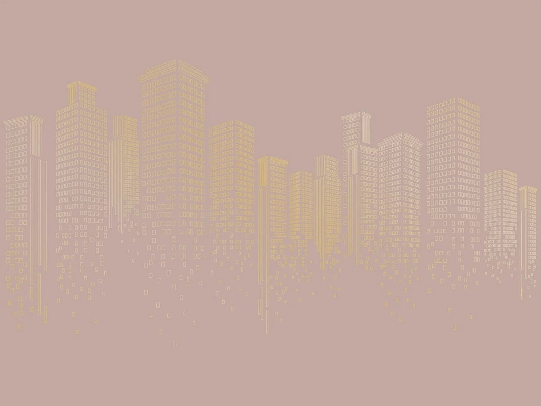 Фотообои на стену - графика, золотые линии, обои с золотыми линиями, обои с золотым рисунком, бесшовные, розовая, город, мегаполис