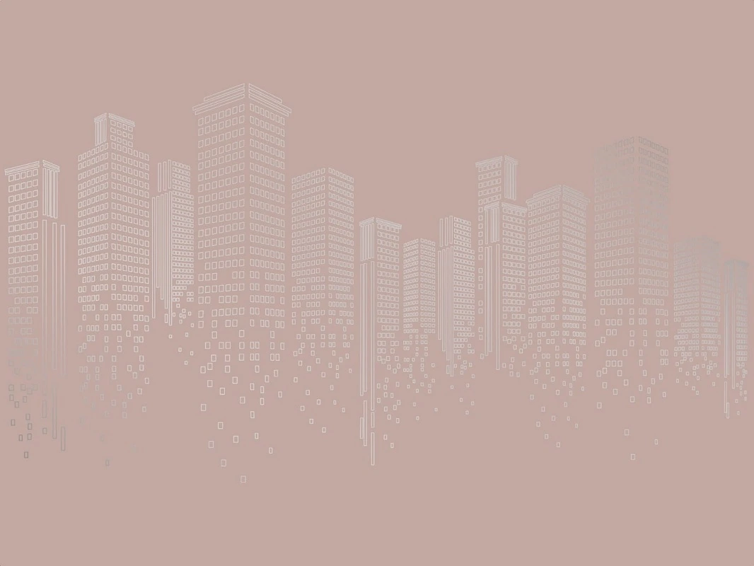 Фотообои на стену - графика, розовая, город, мегаполис, с серебром, обои с серебром, обои с серебром для стен