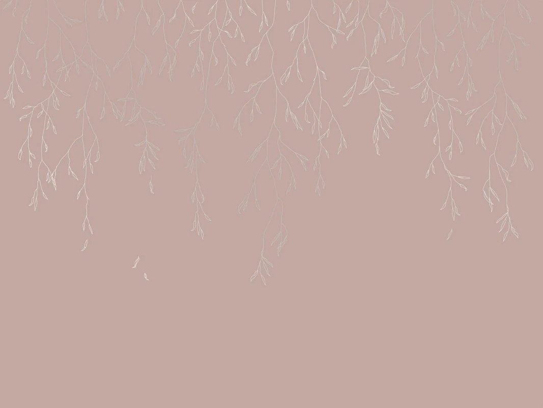 Фотообои на стену - графика, розовая, ветки, листья, с серебром, линии, обои с серебром, обои с серебром для стен