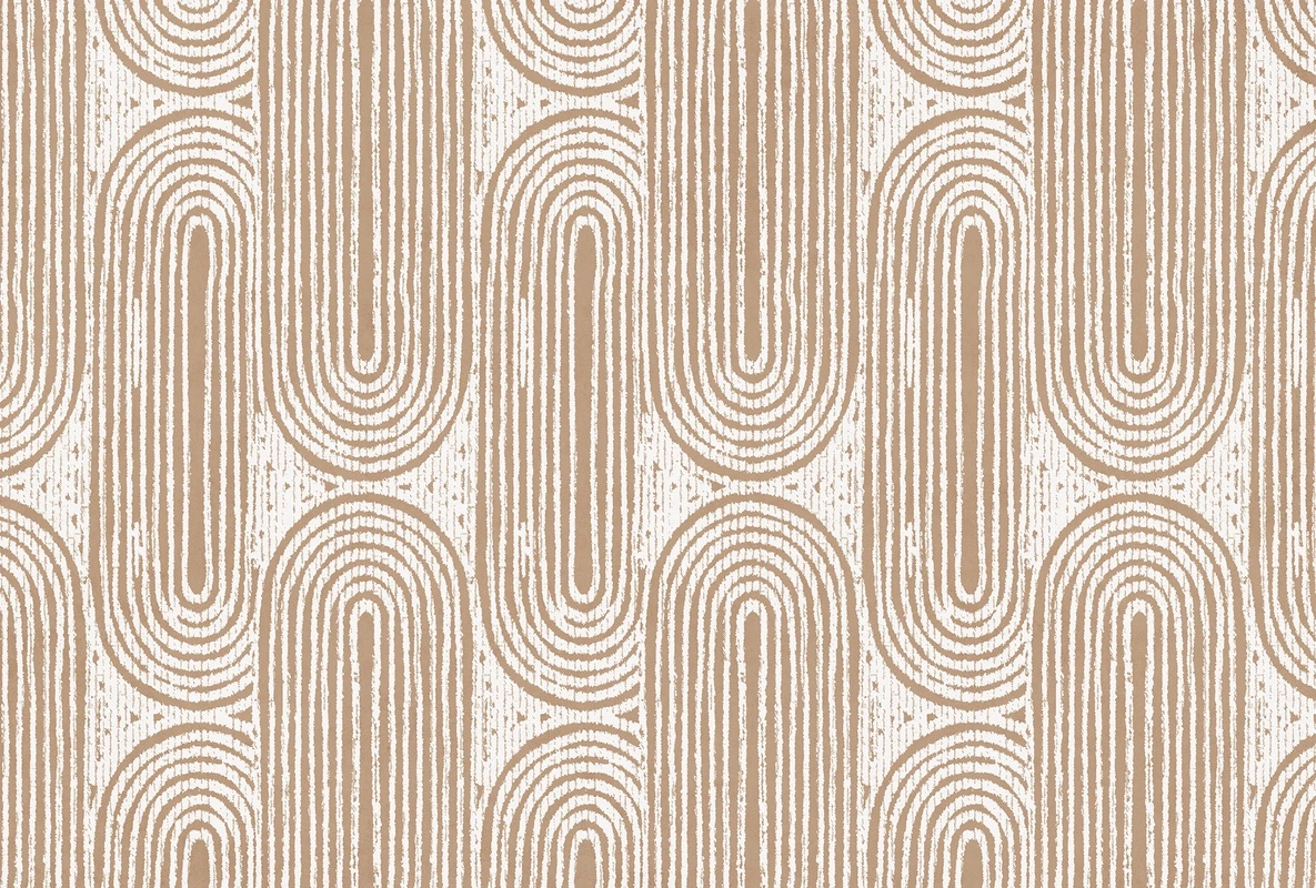 Фотообои на стену - терракотовые, современные, геометрический узор, арки, вертикальные линии, для спальни, визуально увеличивающие пространство, декоративные