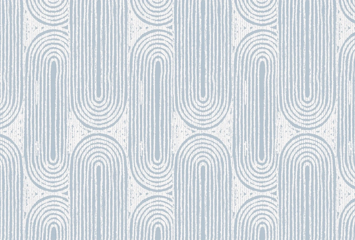 Фотообои на стену - голубые, современные, геометрический узор, арки, вертикальные линии, для спальни, визуально увеличивающие пространство, декоративные