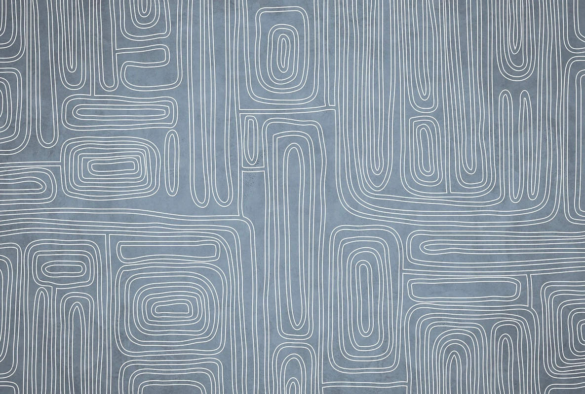 Фотообои на стену - синие, абстракция, лабиринт, линии, графика, минимализм, фон, узор, современные, белые, стильные, для ванной, в кухню, для спальни, нейтральные