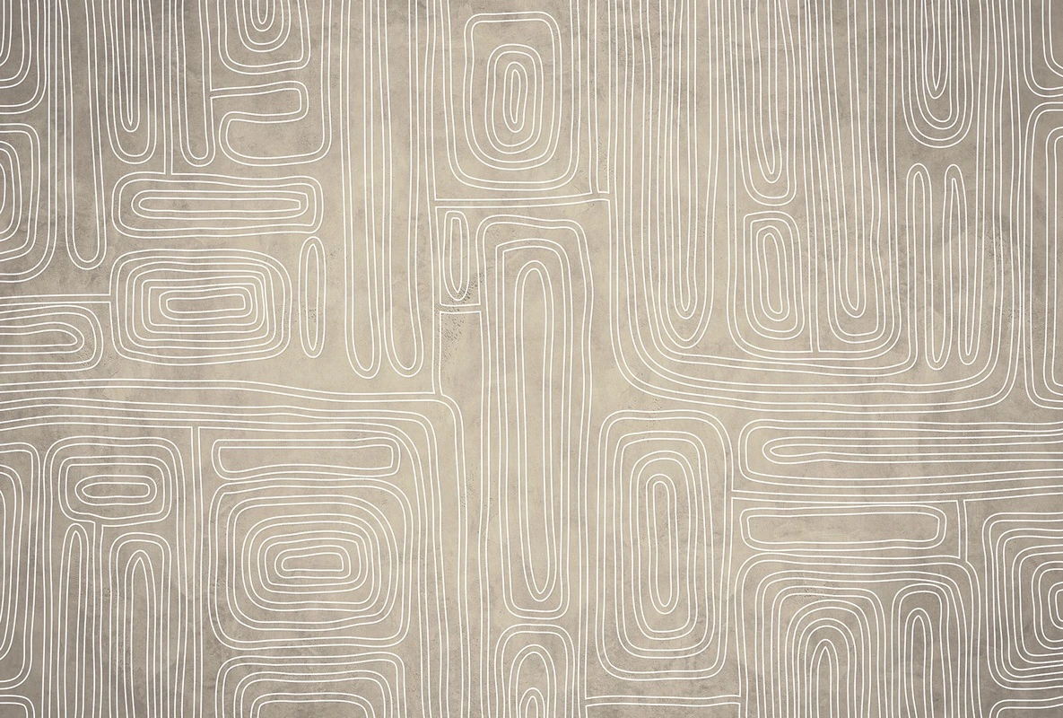 Фотообои на стену - бежевые, лабиринт, линии, графика, абстракция, узор, минимализм, фон, современные, нейтральные, стильные, для кухни, в ванную, для спальни, белые
