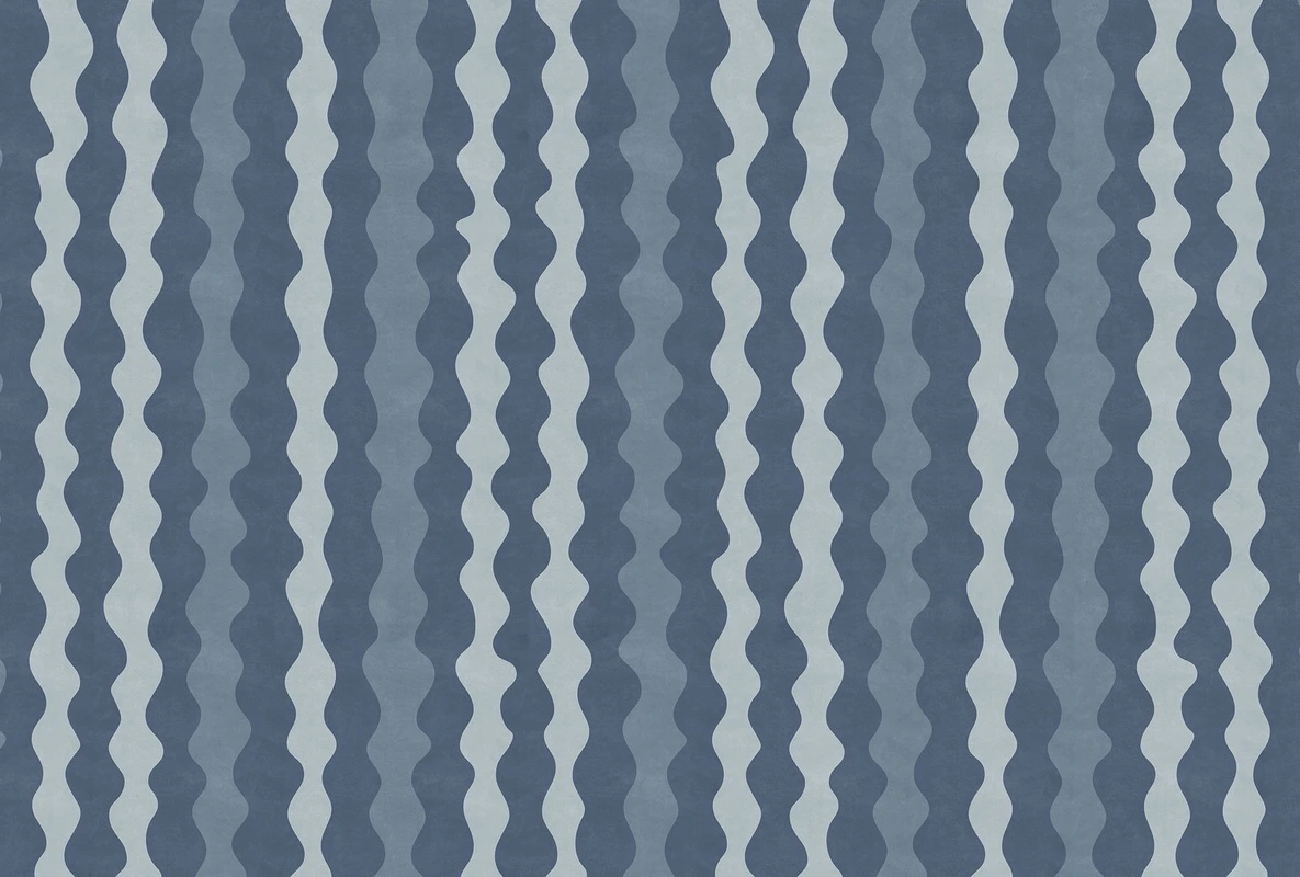 Фотообои на стену - волны, синие, вертикальные полосы, абстракция, узор, графика, минимализм, современный стиль, декоративные, стильные, фон, для ванной, в кухню, для спальни, контрастные