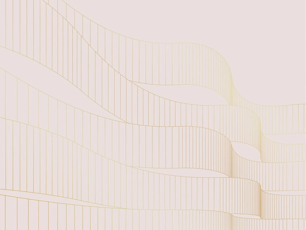 Фотообои на стену - графика, розовая, светлая, золотые линии, ленты