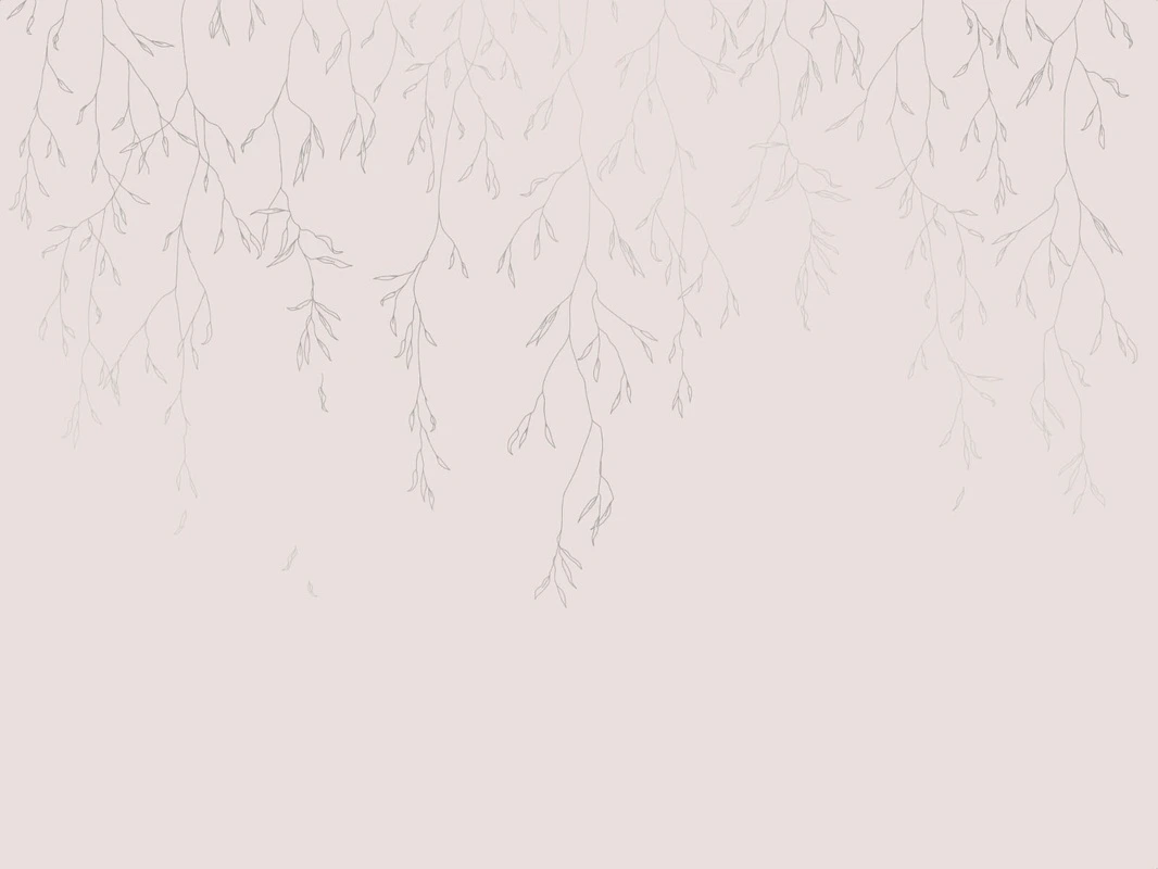 Фотообои на стену - графика, розовая, светлая, с серебром, обои светлые с серебром, обои с серебром, ветки, листья