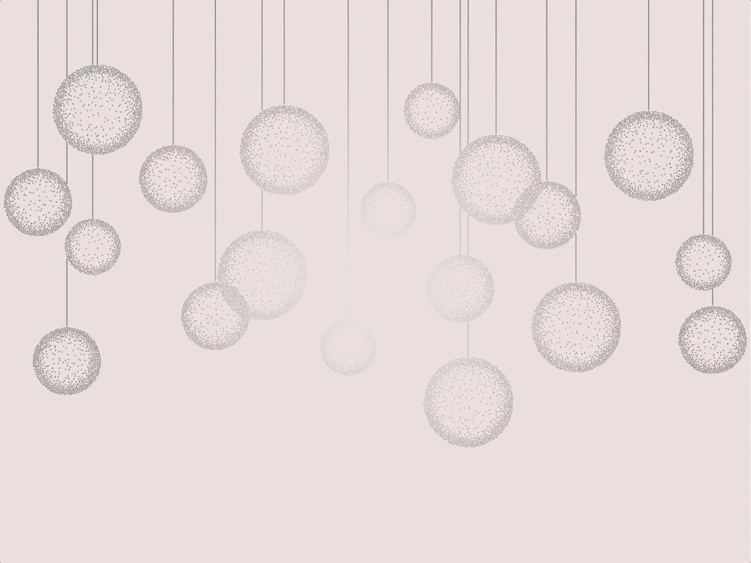 Фотообои на стену - графика, розовая, светлая, с серебром, обои с серебром, обои светлые с серебром, обои с серебром для стен, вертикальные линии, шары