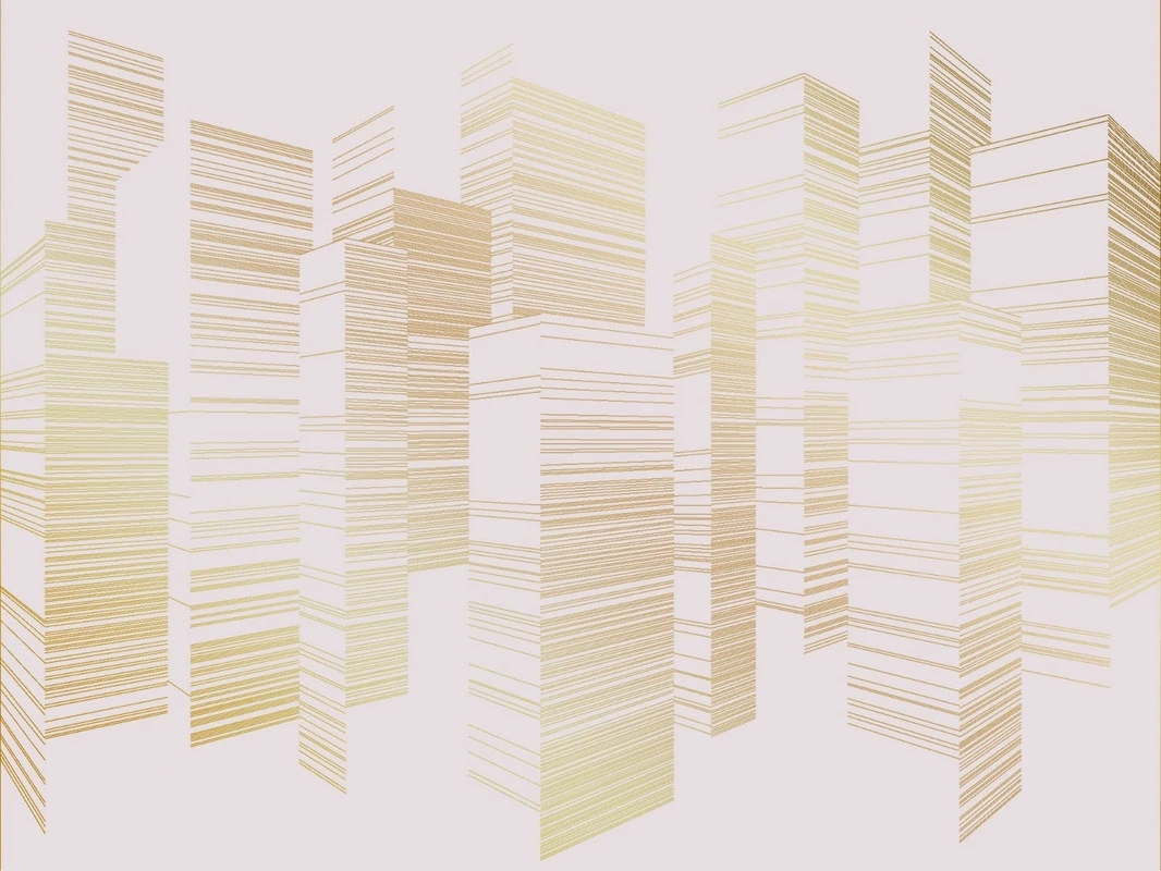 Фотообои на стену - графика, светлая, белая, розовая, город, улица, дома