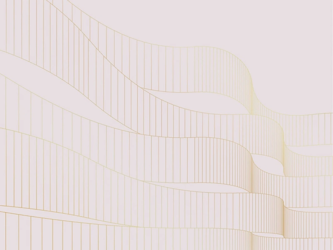 Фотообои на стену - графика, светлая, белая, розовая, золотые линии, ленты