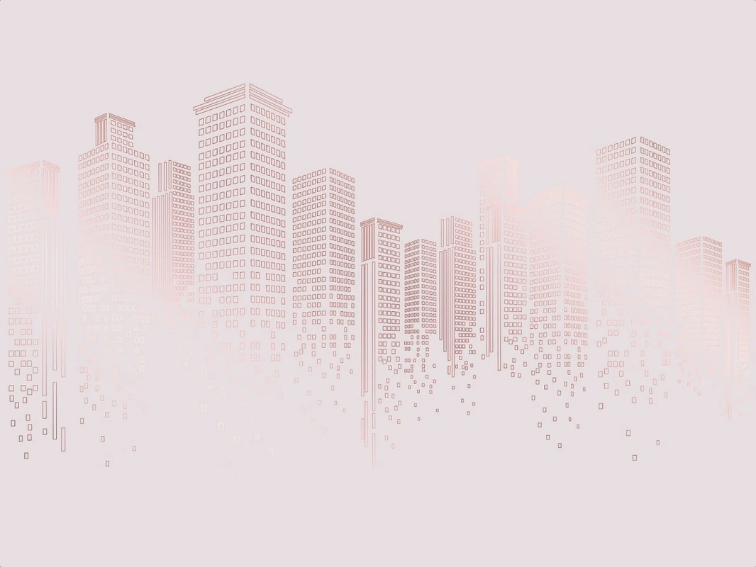 Фотообои на стену - графика, светлая, белая, розовая, медные, сити, город, мегаполис