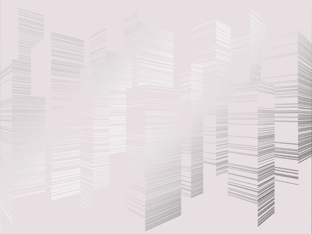 Фотообои на стену - графика, белая, город, дома, улицы, с серебром