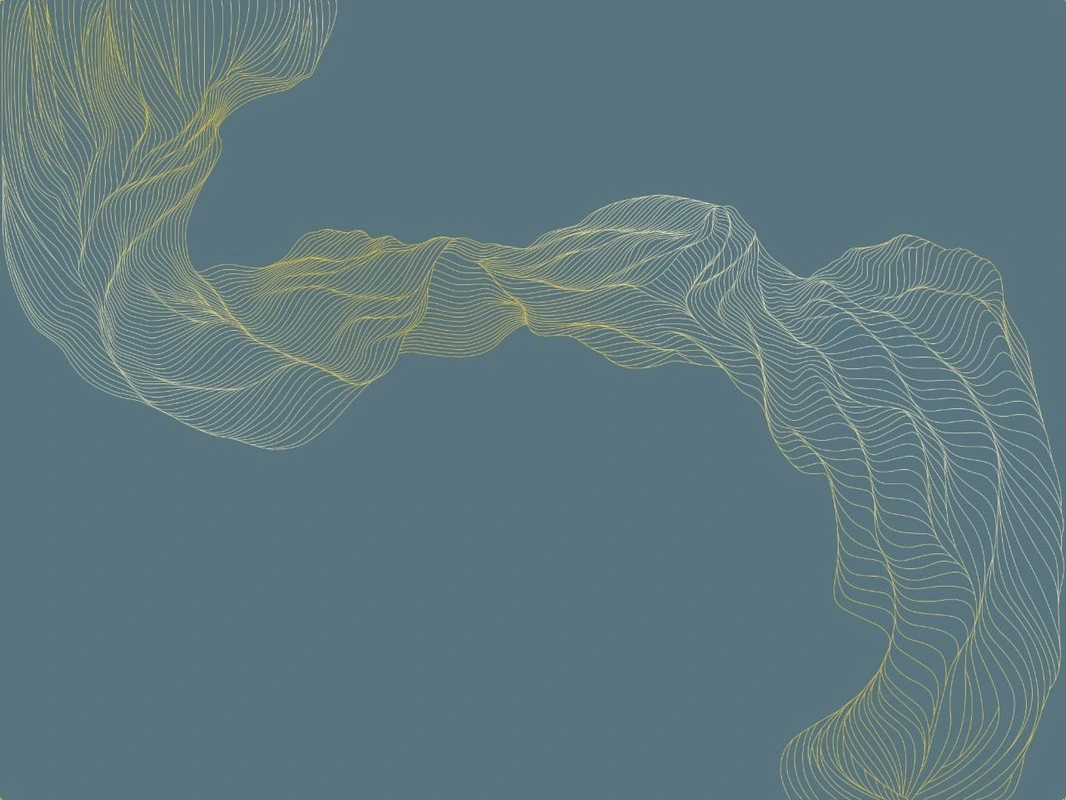 Фотообои на стену - графика, золотые линии, вуаль, линии, бирюзовые, темные