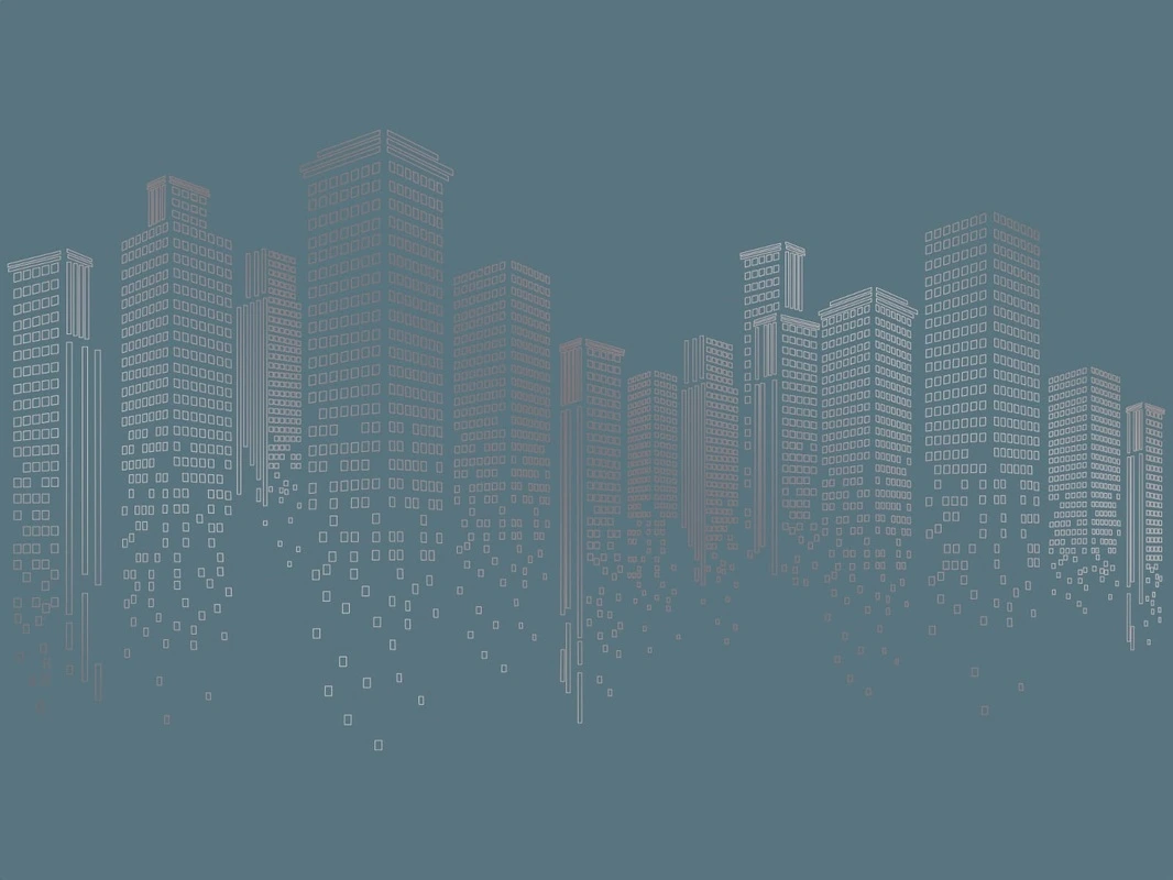 Фотообои на стену - графика, медные, линии, город, сити, мегаполис, бирюзовые, темные