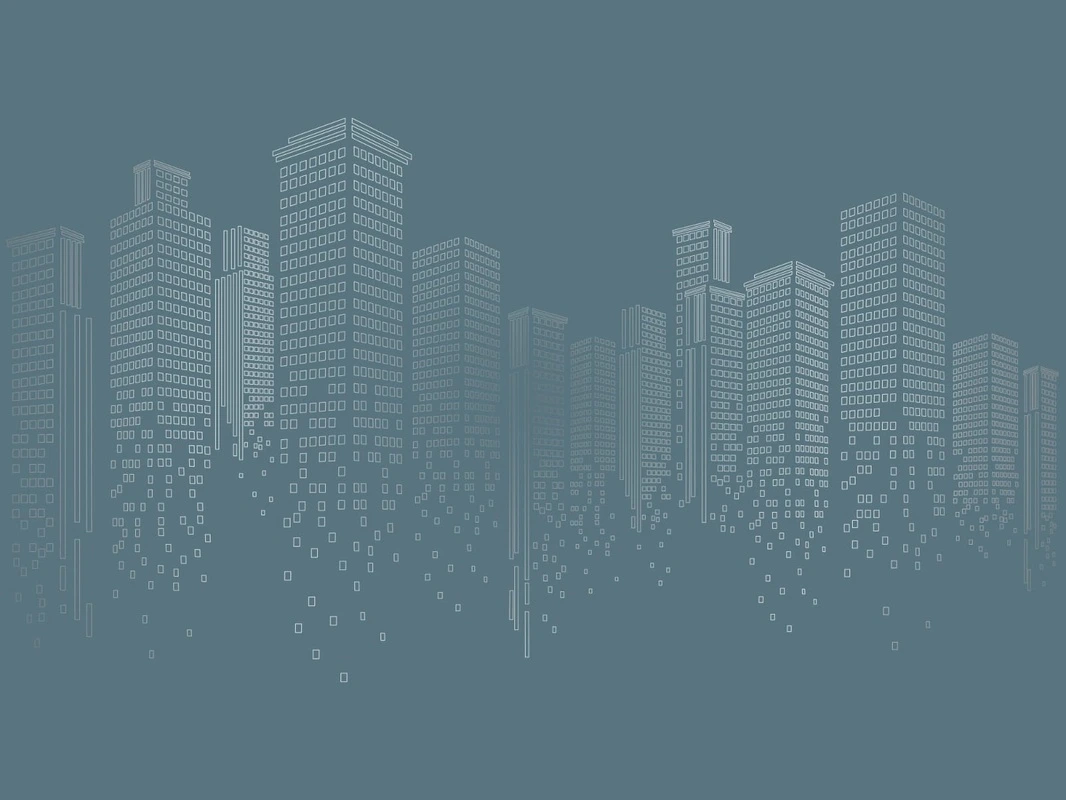 Фотообои на стену - графика, с серебром, линии, город, сити, мегаполис, бирюзовые, темные