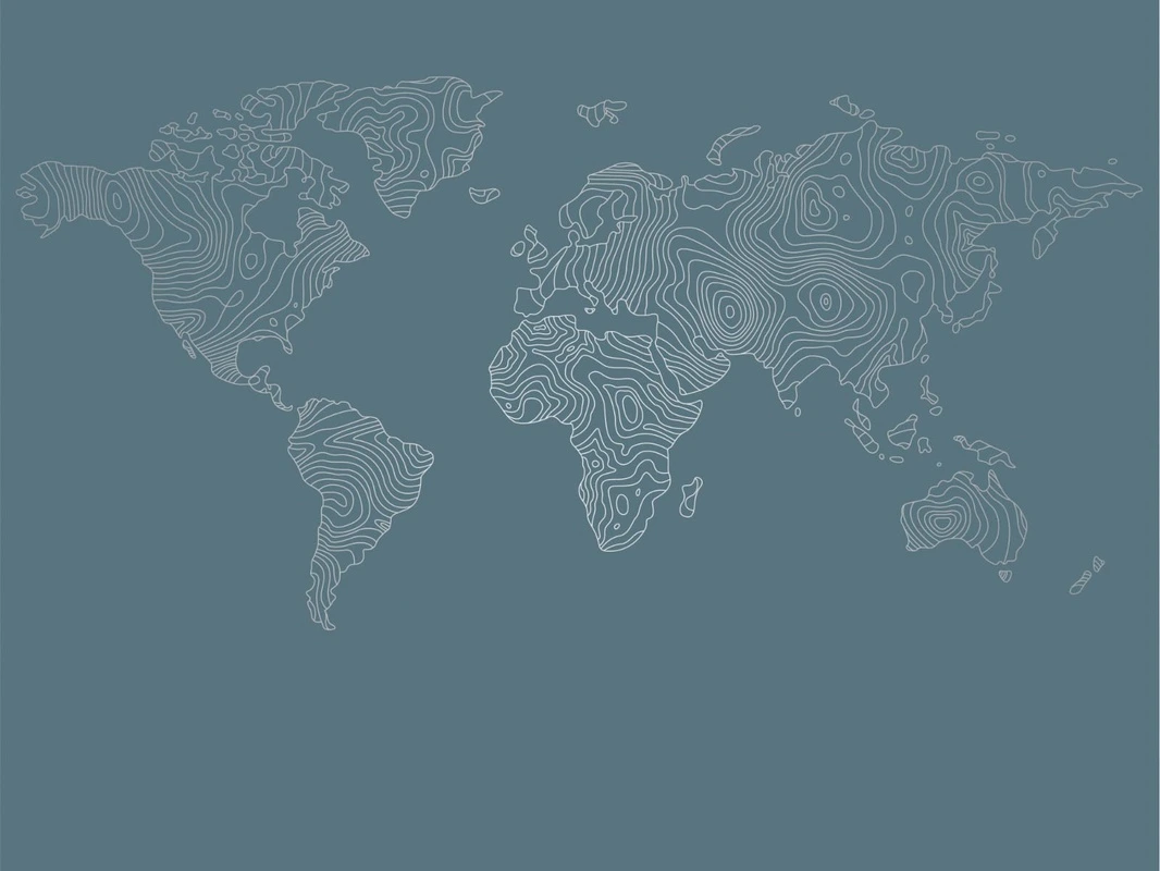 Фотообои на стену - графика, с серебром, карта, карта мира, в офис, в кабинет, бирюзовые, темные