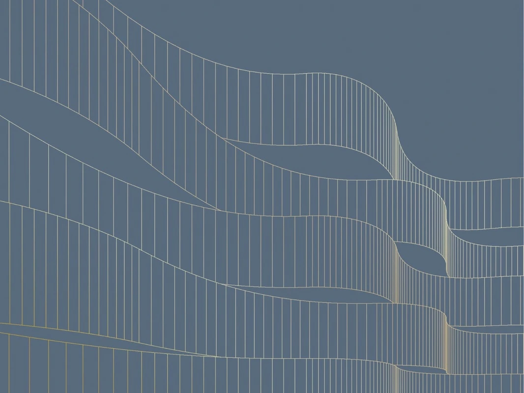 Фотообои на стену - графика, золотые линии, с золотом, ленты, синяя, темная